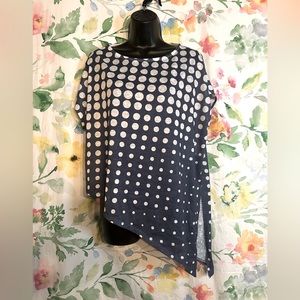 Marble dotted blue &white top high low on one side size M